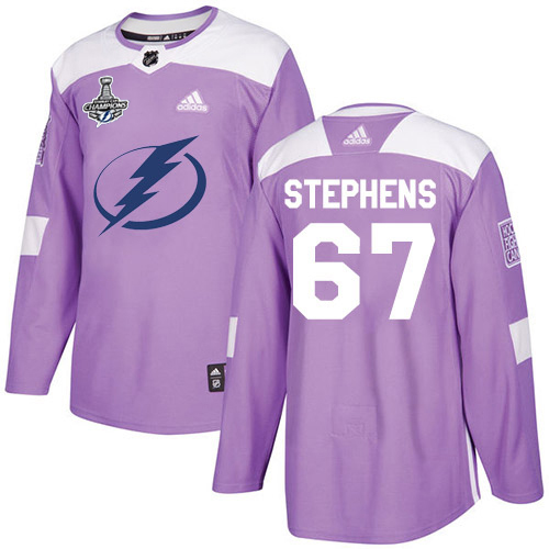 Men Adidas Tampa Bay Lightning #67 Mitchell Stephens Purple Authentic Fights Cancer 2020 Stanley Cup Champions Stitched NHL Jersey